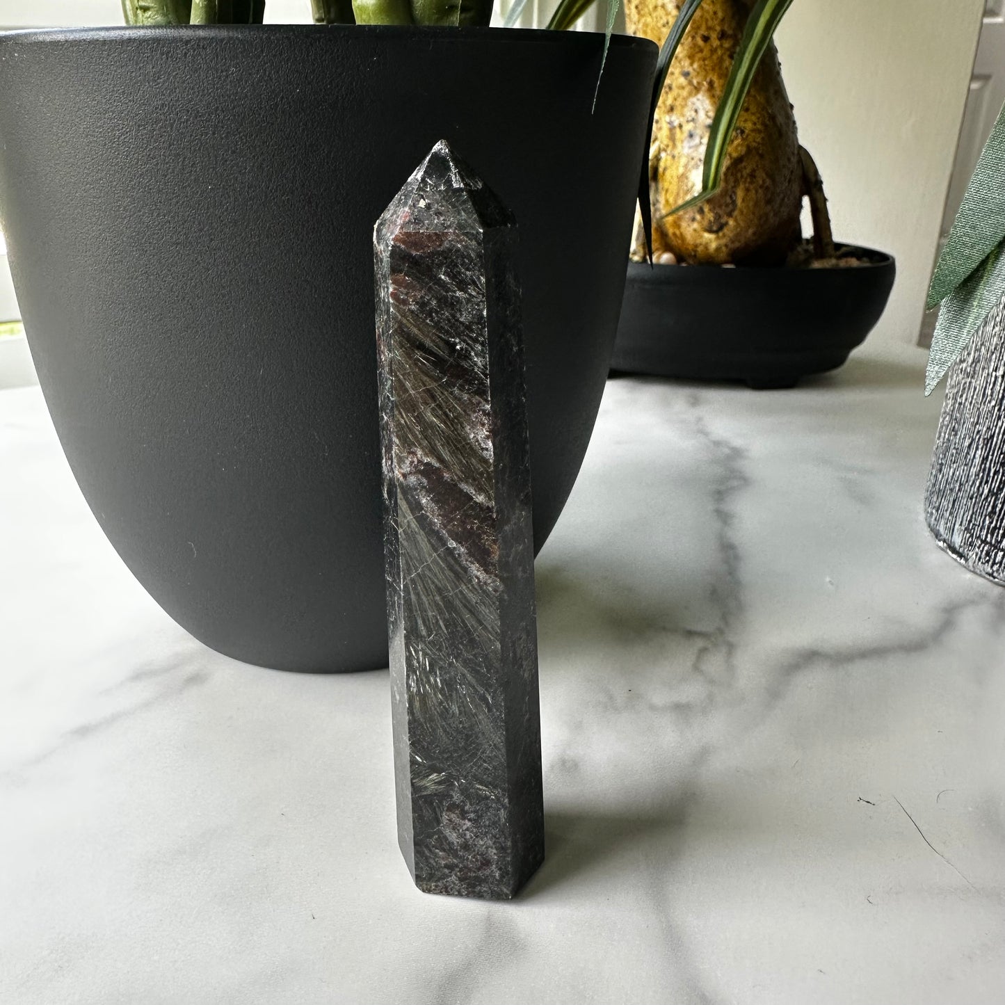 Arfvedsonite Tower | 4.5" | 3.6 oz | Astrophyllite | Firework Jasper