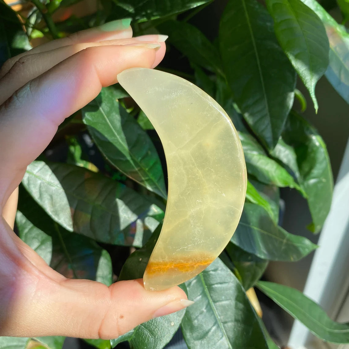 Green Onyx Moon | 3" | Crystal Moon | Crystal Carving