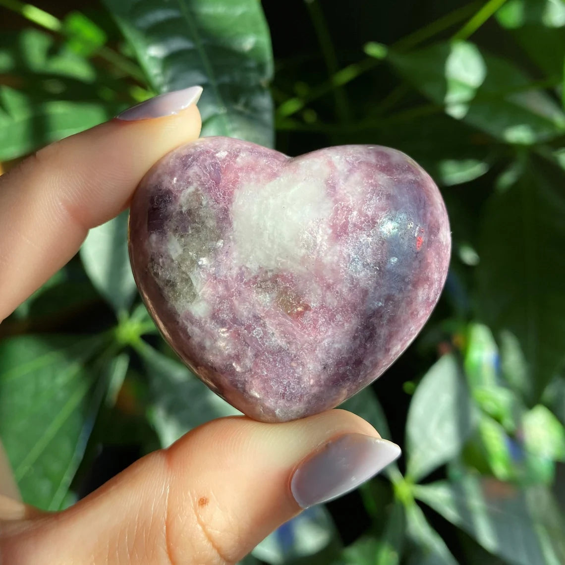 Lepidolite Heart | 2" | Crystal Carving | Puffy Heart