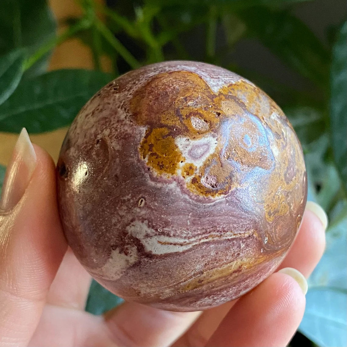 2.03” Pink Polychrome Jasper Crystal Sphere | 6.2 oz | Desert Jasper Sphere | Crystal Sphere | Gemstone Sphere