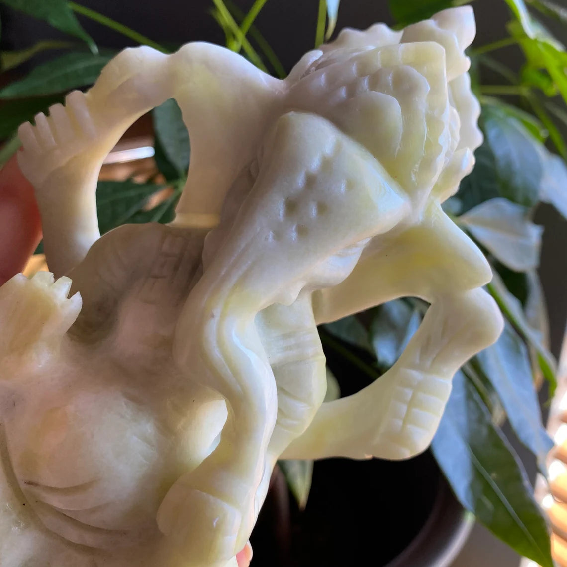 Serpentine Ganesh Statue | 1 lb 14.2 oz | 6.3" | Crystal Carving | Ganesh Idol | Deity Statue