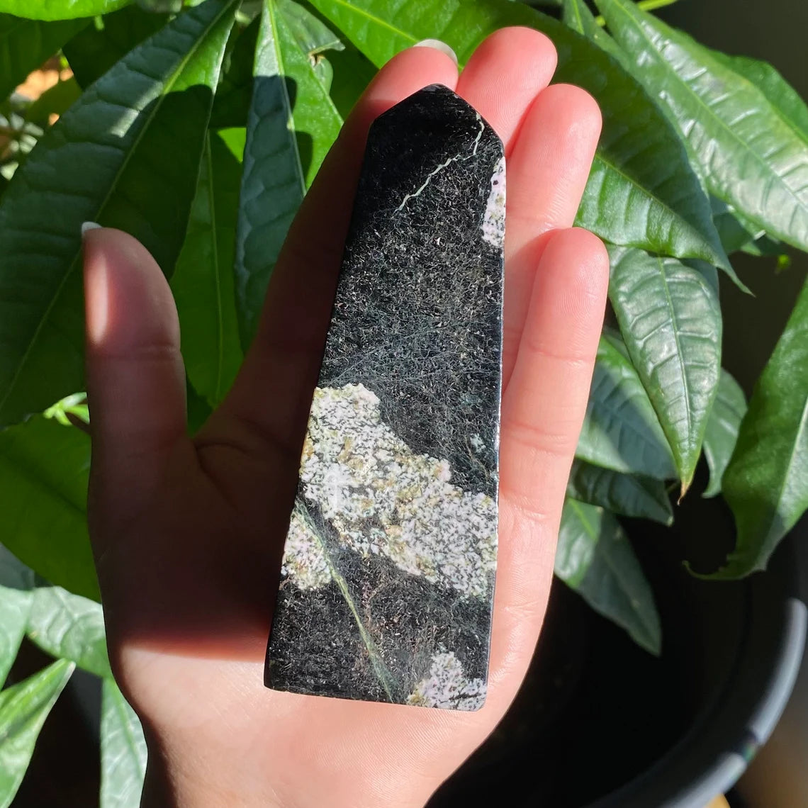 Snowflake Obsidian Tower | 4.2 in | 10.5 oz | Crystal Point | Crystal Tower | S1