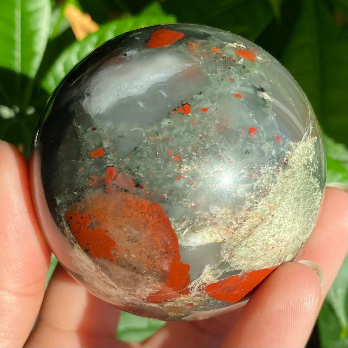 African Bloodstone Sphere | 10.8 oz | 2.4" | Crystal Sphere | Bloodstone Sphere