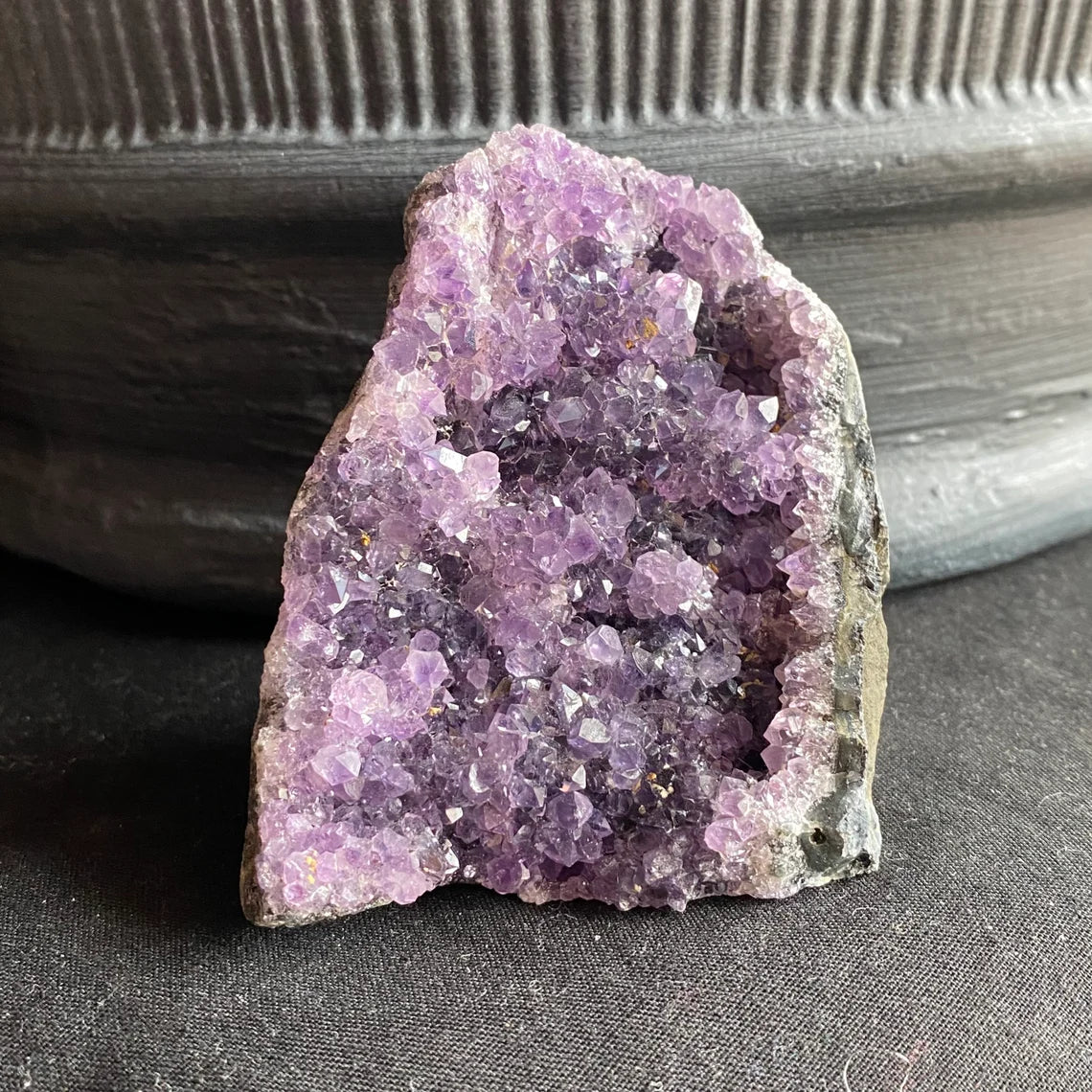 Raw Amethyst Geode | 10.6 oz | 3.1” | Rough Amethyst | Cathedral Amethyst | Crystal Cluster | Cut Base | Uruguay | Free Standing | AG2