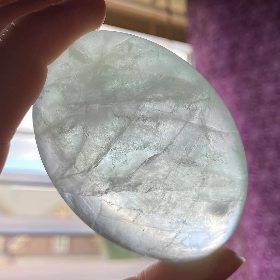 Large Green Fluorite Palm Stone | 4.7 oz | 2.7" | Palm Stone | FP2