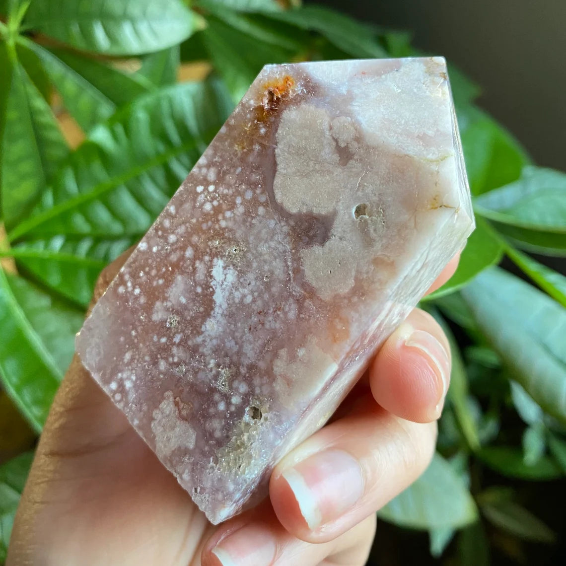 Amethyst Flower Agate Tower | 4 oz | 2.9" | Amethyst Tower | Flower Agate Tower | Crystal Tower