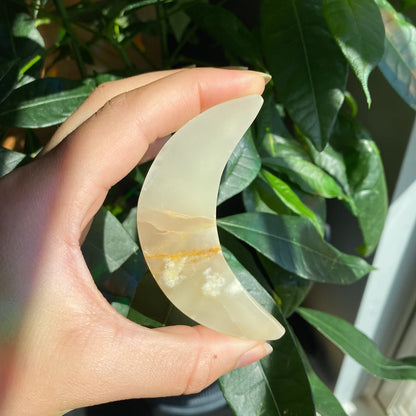 Green Onyx Moon | 3" | Crystal Moon | Crystal Carving
