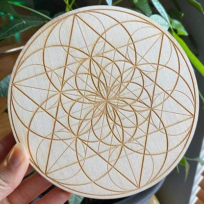 Seed of Life Crystal Grid | 6" | Wooden Crystal Grid | Sacred Geometry | Altar Tools | Meditation Tools