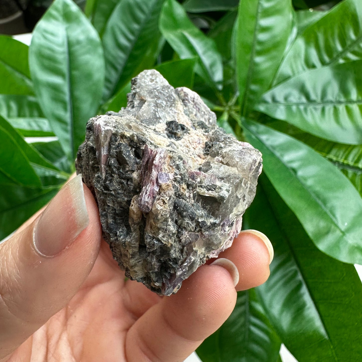 Rough Pink & Black Tourmaline on Quartz Matrix | RPT2