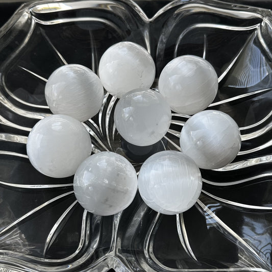 Selenite Sphere | 2" | Crystal Sphere | Energy Cleansing | Intuitively Selected (random)