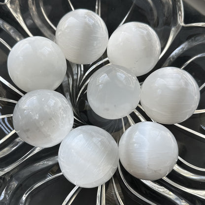 Selenite Sphere | 2" | Crystal Sphere | Energy Cleansing | Intuitively Selected (random)