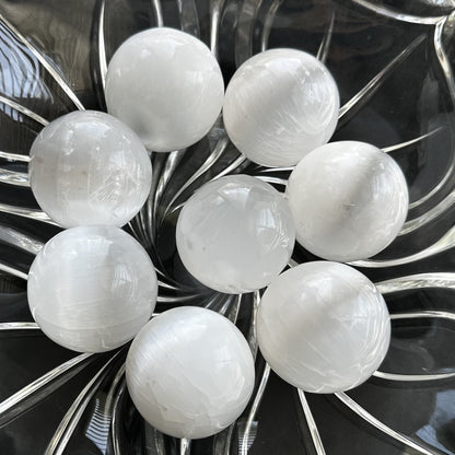 Selenite Sphere | 2" | Crystal Sphere | Energy Cleansing | Intuitively Selected (random)