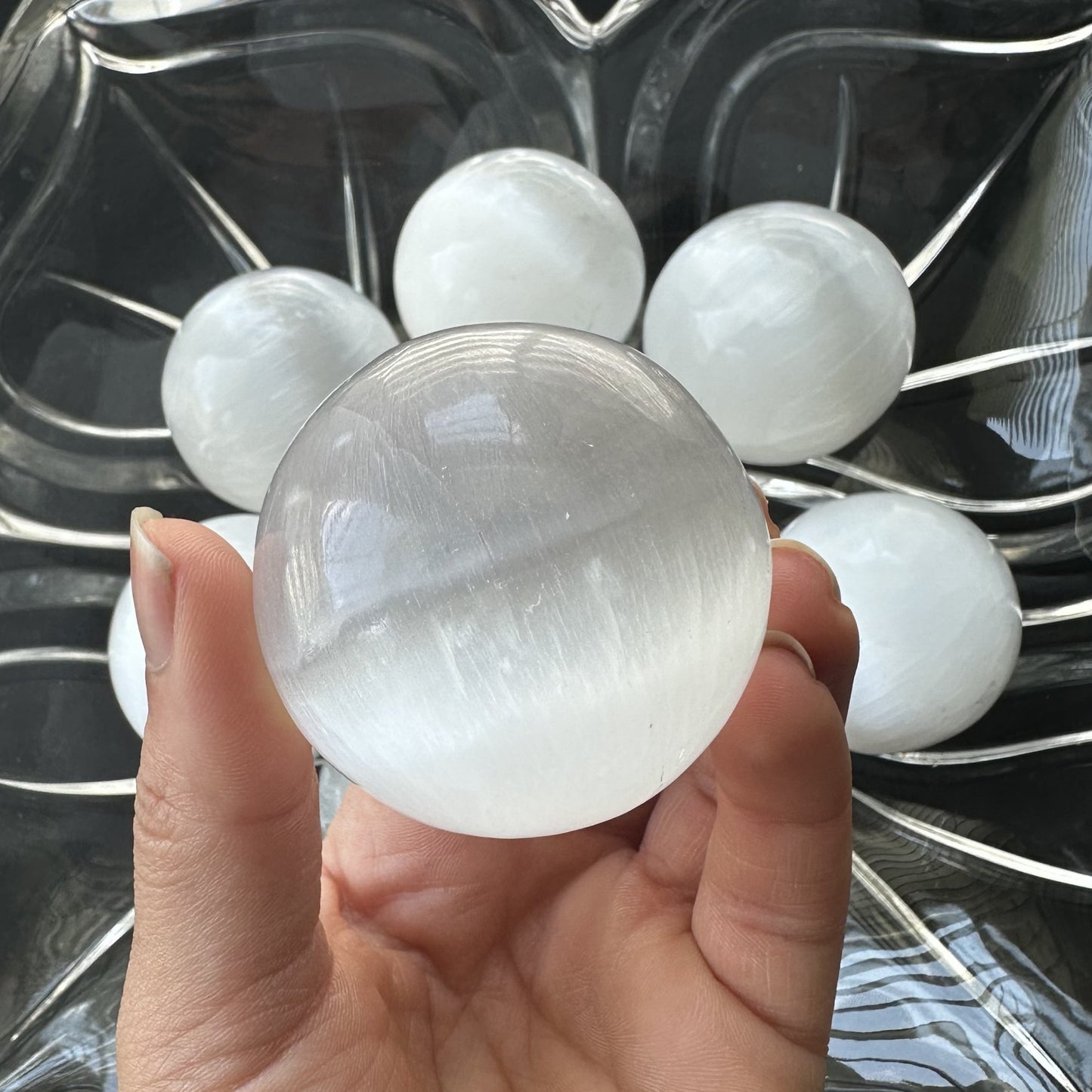 Selenite Sphere | 2" | Crystal Sphere | Energy Cleansing | Intuitively Selected (random)