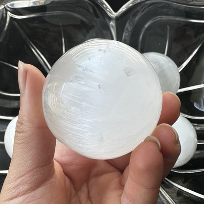Selenite Sphere | 2" | Crystal Sphere | Energy Cleansing | Intuitively Selected (random)
