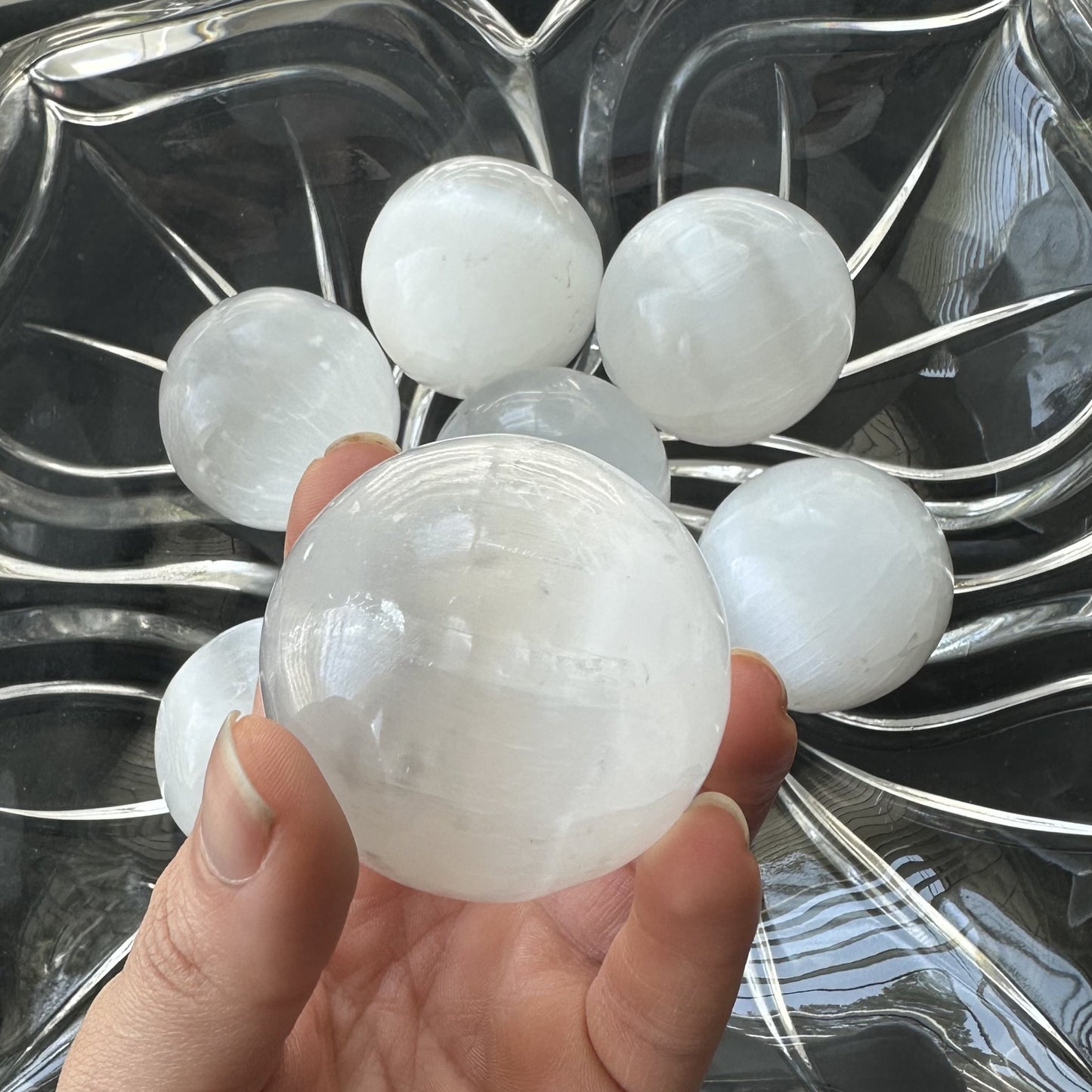 Selenite Sphere | 2" | Crystal Sphere | Energy Cleansing | Intuitively Selected (random)