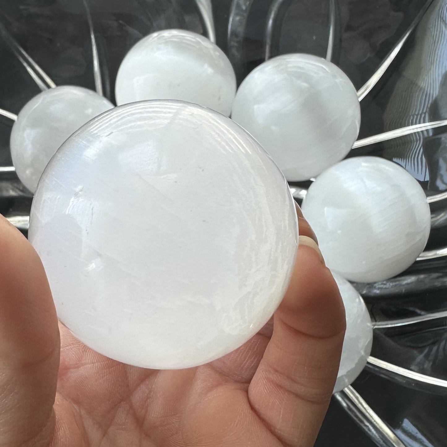 Selenite Sphere | 2" | Crystal Sphere | Energy Cleansing | Intuitively Selected (random)