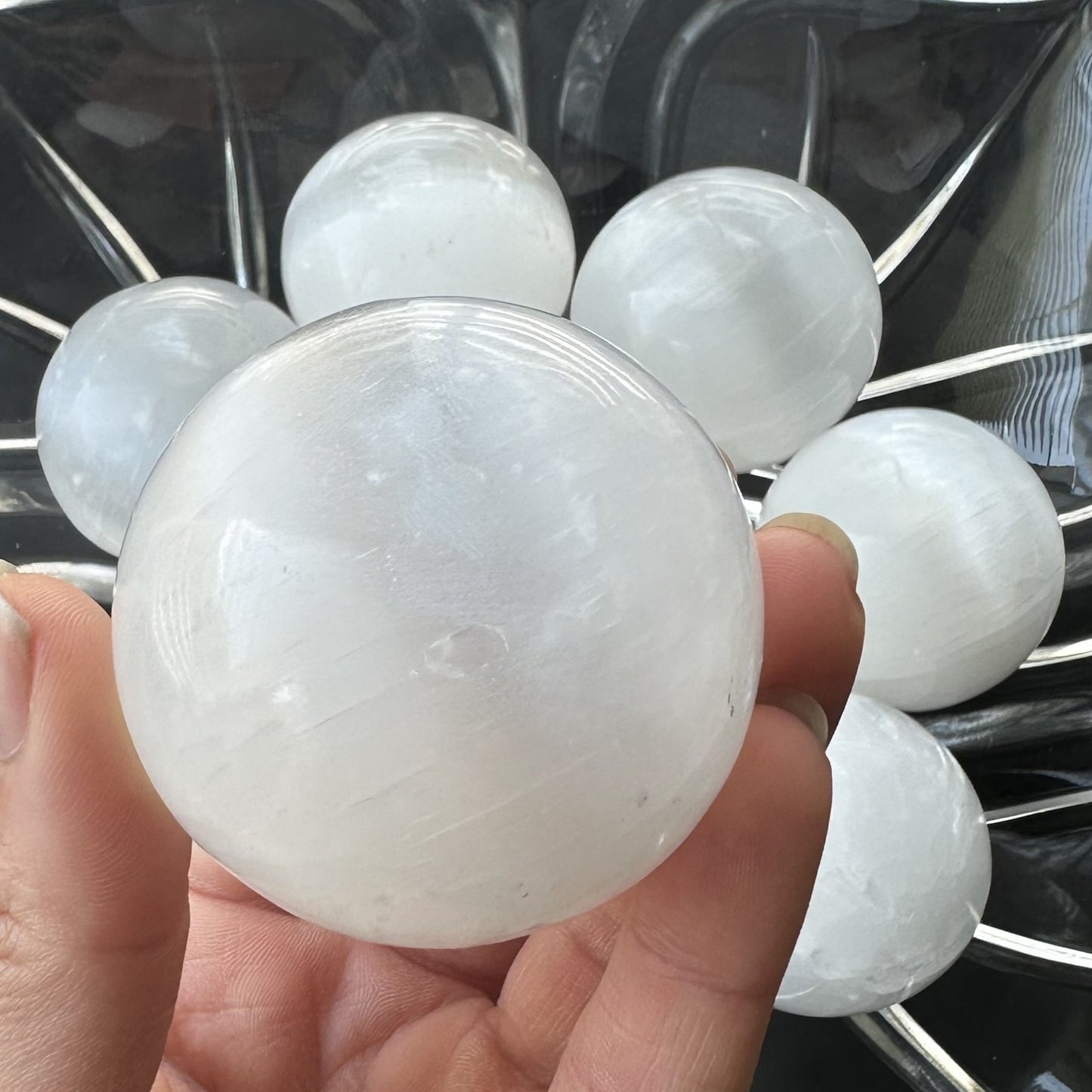 Selenite Sphere | 2" | Crystal Sphere | Energy Cleansing | Intuitively Selected (random)