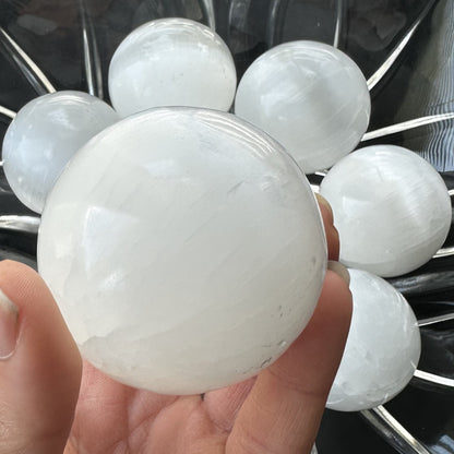Selenite Sphere | 2" | Crystal Sphere | Energy Cleansing | Intuitively Selected (random)