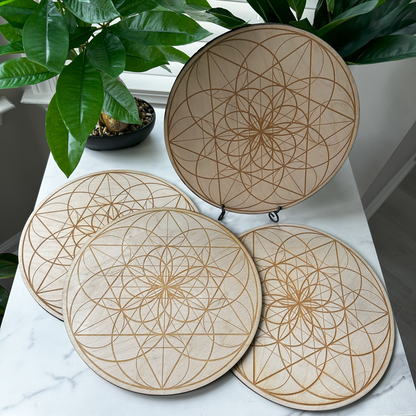 Seed of Life Crystal Grid | 12" | Wooden Crystal Grid | Sacred Geometry