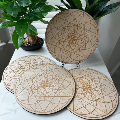 Seed of Life Crystal Grid | 12" | Wooden Crystal Grid | Sacred Geometry