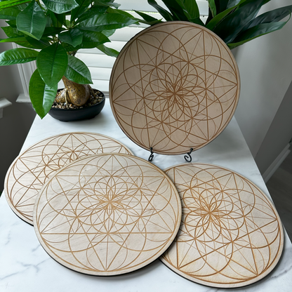 Seed of Life Crystal Grid | 12" | Wooden Crystal Grid | Sacred Geometry