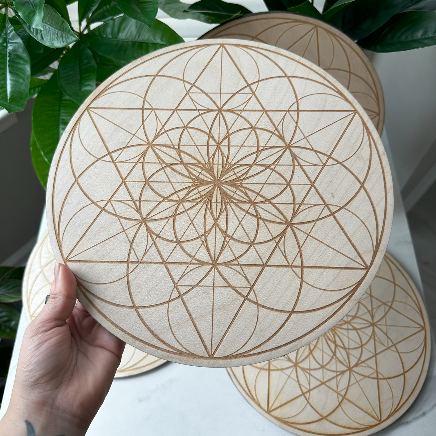 Seed of Life Crystal Grid | 12" | Wooden Crystal Grid | Sacred Geometry