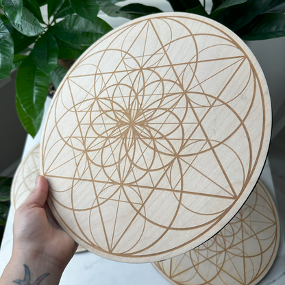 Seed of Life Crystal Grid | 12" | Wooden Crystal Grid | Sacred Geometry