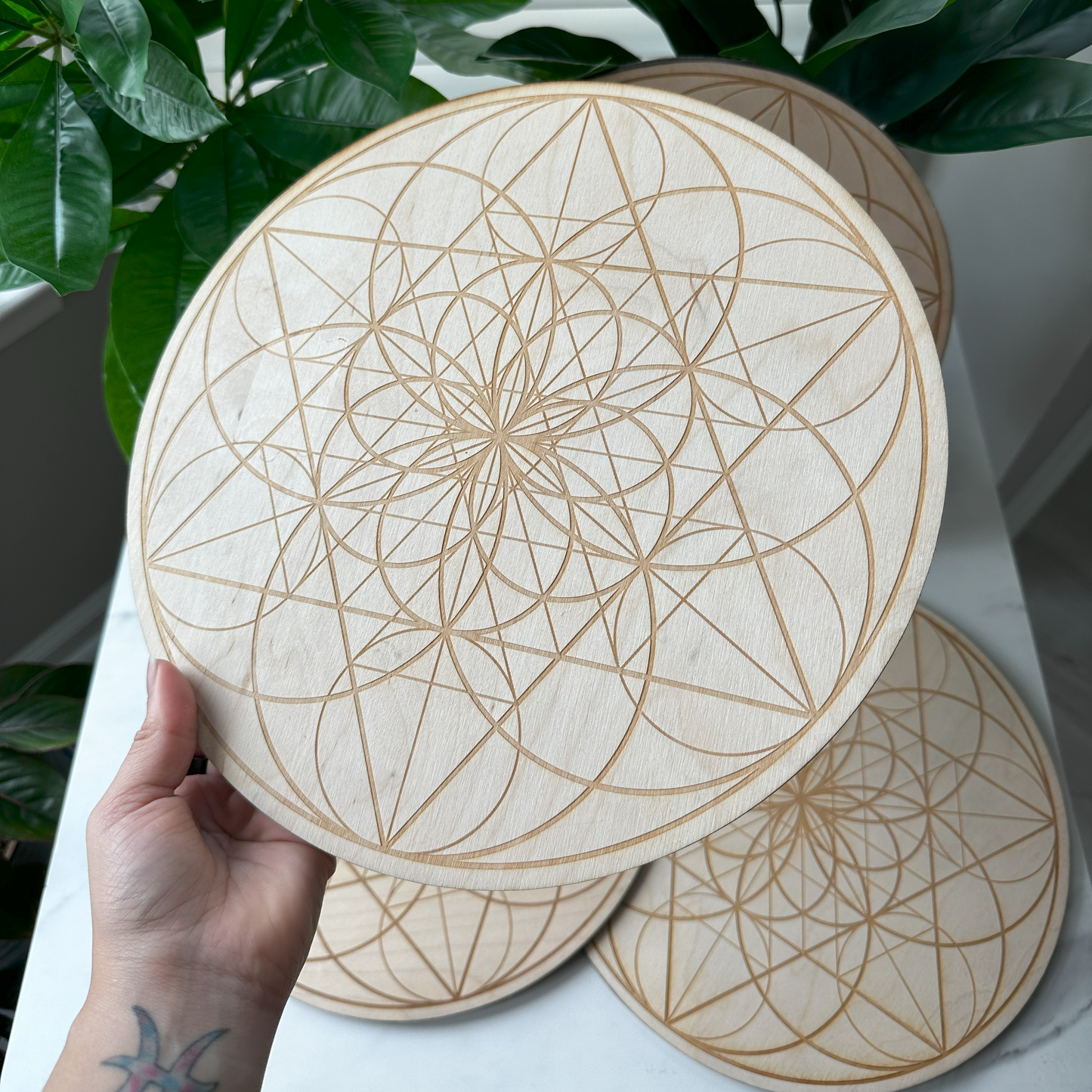 Seed of Life Crystal Grid | 12" | Wooden Crystal Grid | Sacred Geometry