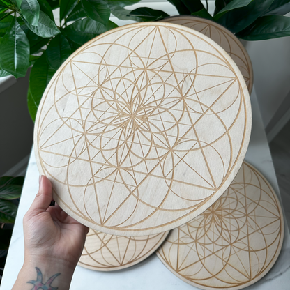 Seed of Life Crystal Grid | 12" | Wooden Crystal Grid | Sacred Geometry