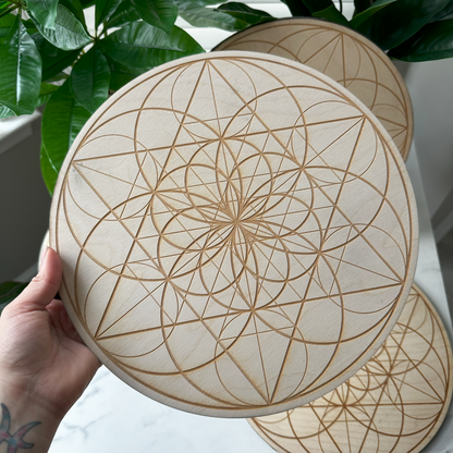 Seed of Life Crystal Grid | 12" | Wooden Crystal Grid | Sacred Geometry