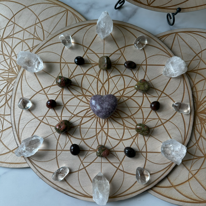 Seed of Life Crystal Grid | 12" | Wooden Crystal Grid | Sacred Geometry