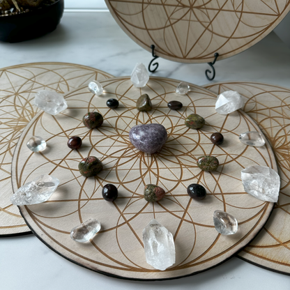 Seed of Life Crystal Grid | 12" | Wooden Crystal Grid | Sacred Geometry