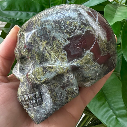Large Dragon Blood Jasper Skull | 3.8" | 1 lb 11 oz