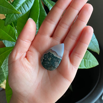 Tree Agate Cabochon | 1.6 in | Dendritic Agate | Cabochon | For Wire Wrapping | For Jewelry Making | Teardrop Shape | TAC1