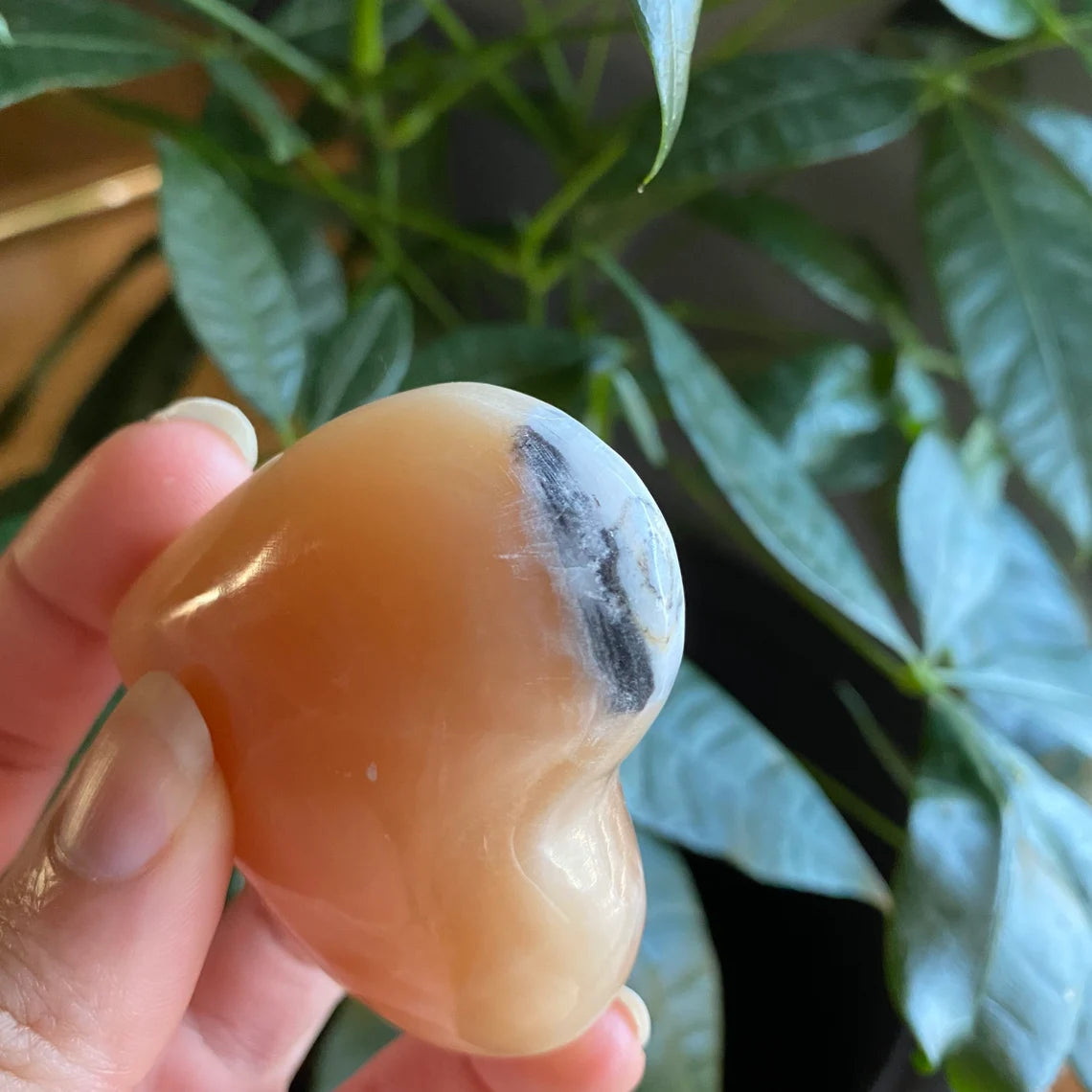 Honey Calcite Heart | 3.6 oz | 2.2" | Heart Carving | Crystal Carving | Calcite | HCH2