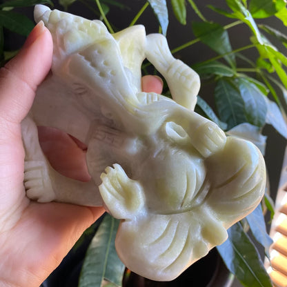 Serpentine Ganesh Statue | 1 lb 14.2 oz | 6.3" | Crystal Carving | Ganesh Idol | Deity Statue