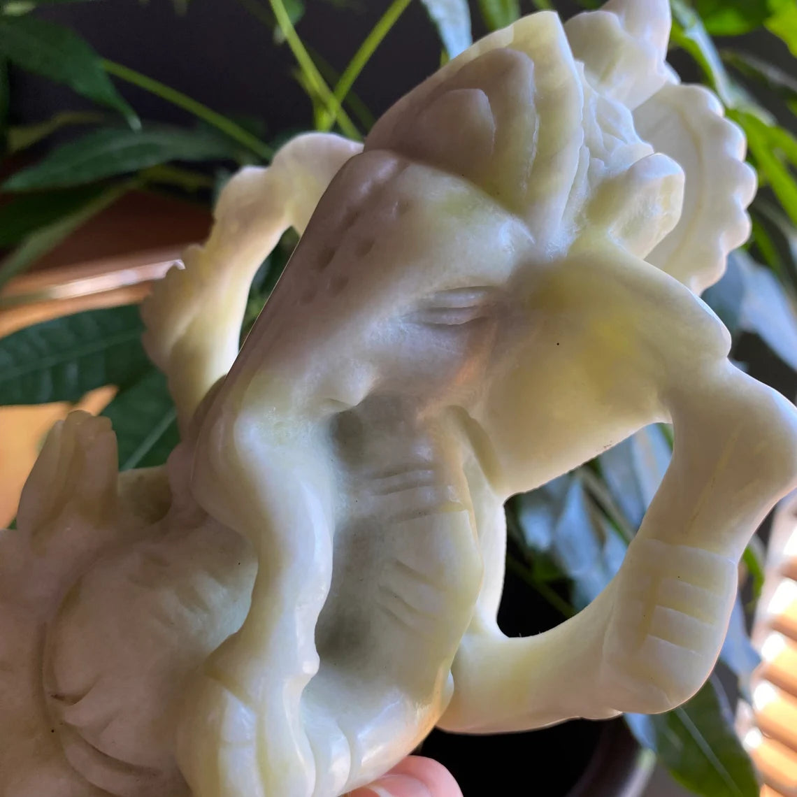 Serpentine Ganesh Statue | 1 lb 14.2 oz | 6.3" | Crystal Carving | Ganesh Idol | Deity Statue