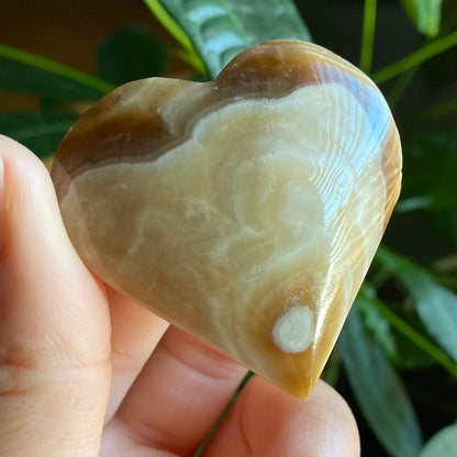 Chocolate Calcite Heart | 1 oz | 1.8" | Heart Carving | Crystal Carving | Calcite | Brown Aragonite | CCH1