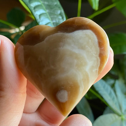 Chocolate Calcite Heart | 1 oz | 1.8" | Heart Carving | Crystal Carving | Calcite | Brown Aragonite | CCH1