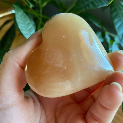 Honey Calcite Heart | 3.6 oz | 2.2" | Heart Carving | Crystal Carving | Calcite | HCH2