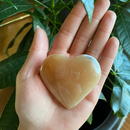 Honey Calcite Heart | 3.6 oz | 2.2" | Heart Carving | Crystal Carving | Calcite | HCH2