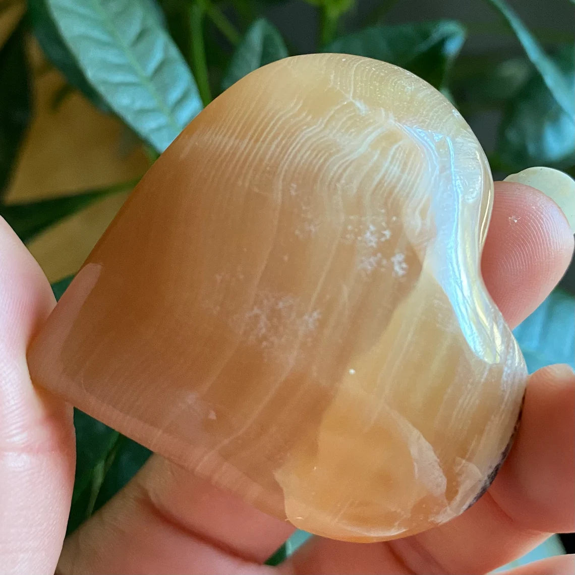 Honey Calcite Heart | 2.5 oz | 2" | Heart Carving | Crystal Carving | Calcite | HCH3