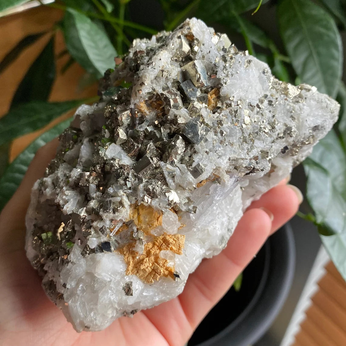 Pyrite on Quartz Matrix Specimen | 2 lb 5.2 oz | 5" | Pyrite | Mineral Specimen | Fools Gold | Attract Abundance | Pyrite Specimen
