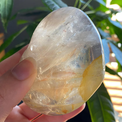 Golden Healer Heart | 9.6 oz | 3.2" | Heart Carving | Rainbows | Crystal Carving | Crystal Heart