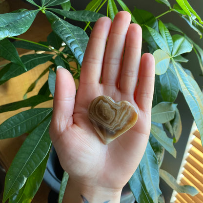 Chocolate Calcite Heart | 1 oz | 1.8" | Heart Carving | Crystal Carving | Calcite | Brown Aragonite | CCH1
