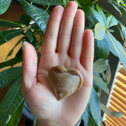 Chocolate Calcite Heart | 1 oz | 1.8" | Heart Carving | Crystal Carving | Calcite | Brown Aragonite | CCH1