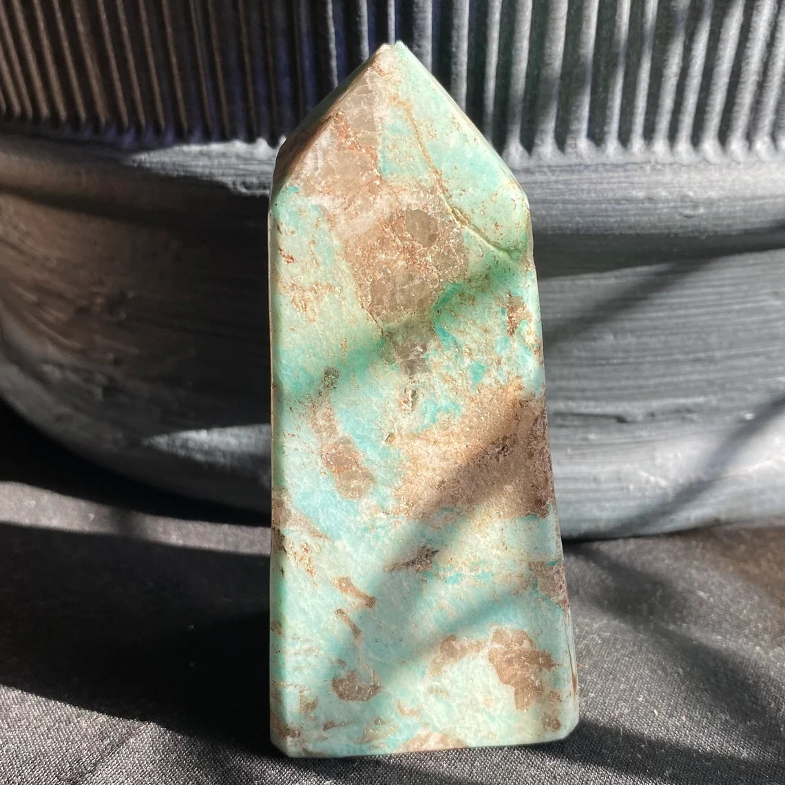 Blue Aragonite Tower w/ Quartz Inclusions | 3.6" | 8.9 oz | Crystal Tower | **IMPERFECT POINT**