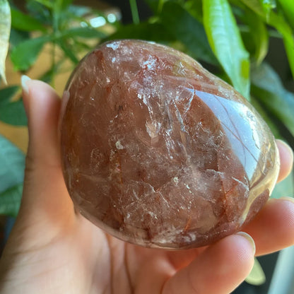 Fire Quartz Heart | 8.7 oz | 3" | Puffy Heart | Heart Carving | Crystal Carving