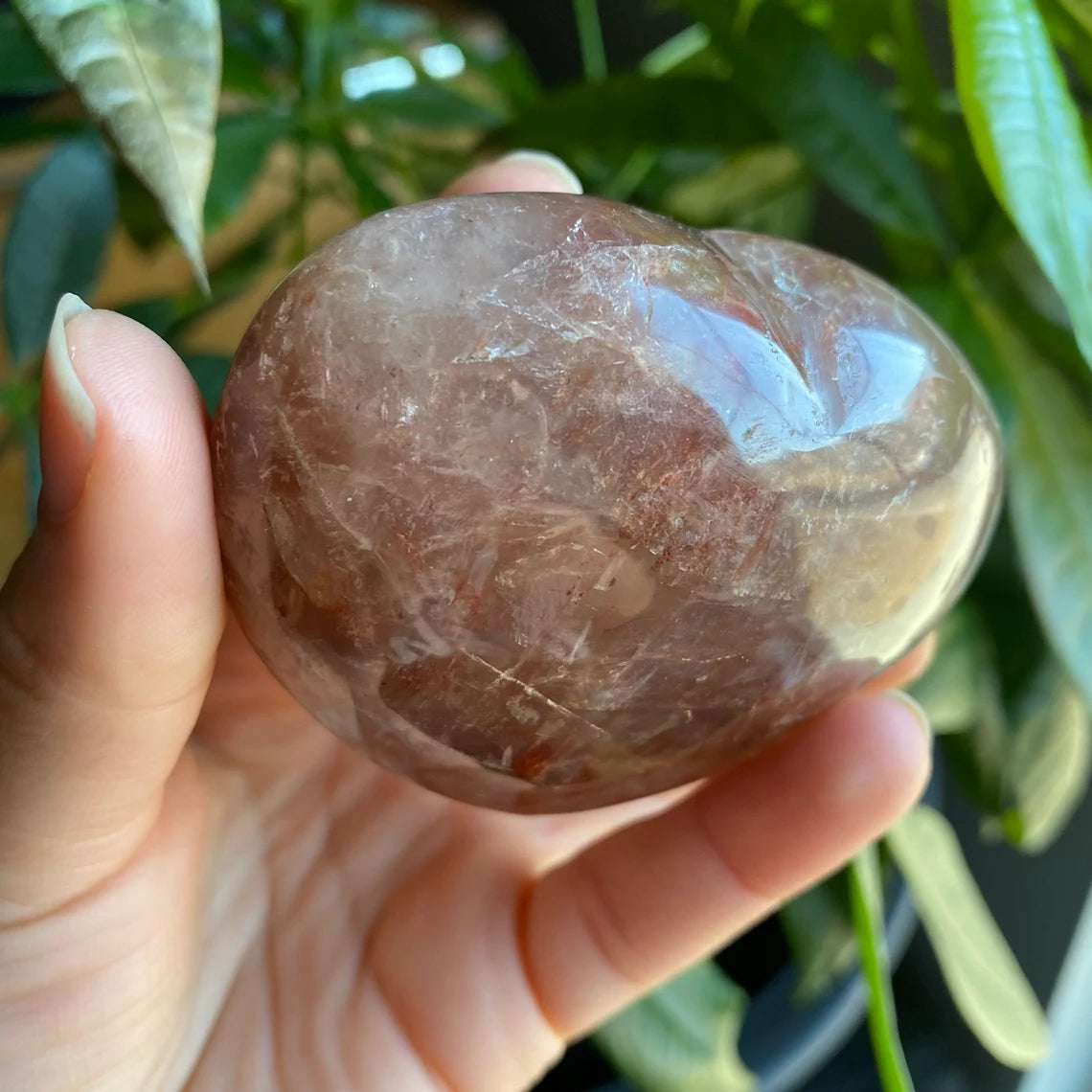 Fire Quartz Heart | 8.7 oz | 3" | Puffy Heart | Heart Carving | Crystal Carving