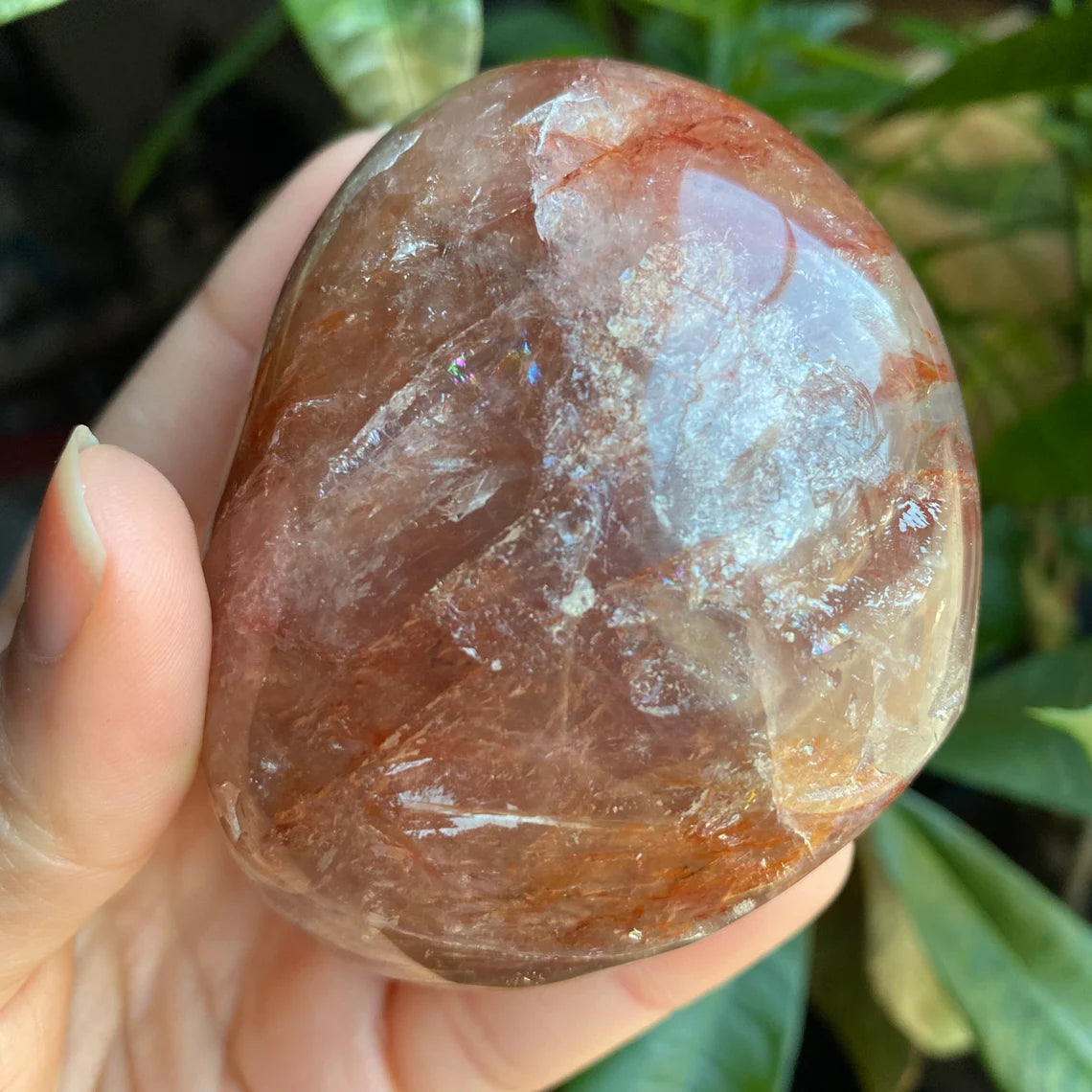 Fire Quartz Heart | 8.7 oz | 3" | Puffy Heart | Heart Carving | Crystal Carving